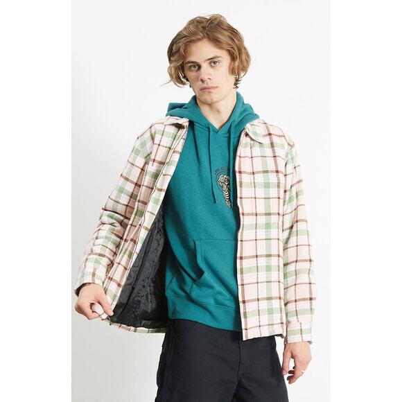 New Urban Outfitters OBEY Dom Plaid Shirt Jacket $120 MEDIUM Pink Clay - Picture 8 of 8